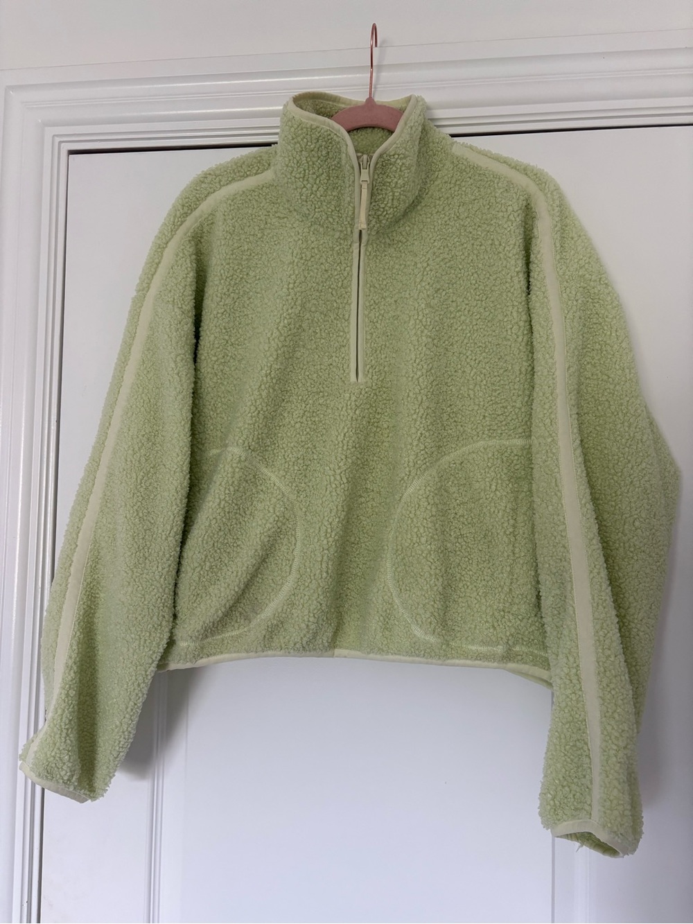 Old Navy Light Green Teddy Fleece Half-Zip Jacket